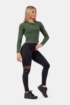 Рашгард NEBBIA Organic Cotton Ribbed Long Sleeve Top 415 Dark Green, XS, Dark Green