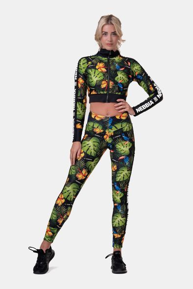 Рашгард NEBBIA High-Energy Cropped Jacket 564 Jungle Green, XS, Jungle Green
