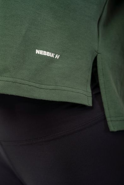 Футболка NEBBIA Organic Cotton Loose Fit The Minimalist Crop Top 417 Dark Green, XS/S, Dark Green