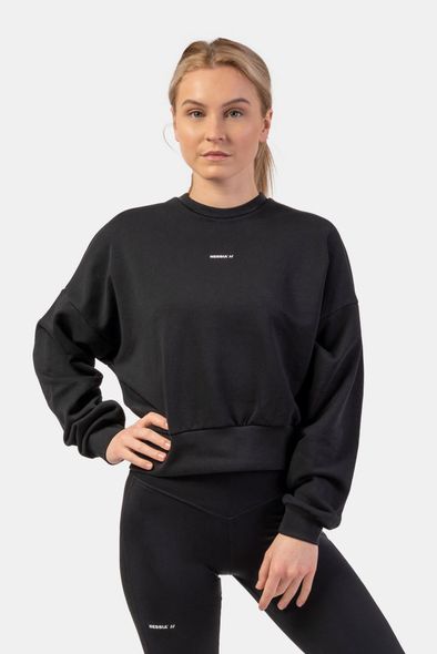 Свитшот NEBBIA Loose Fit Sweatshirt Feeling Good 420 Black, XS/S, Black