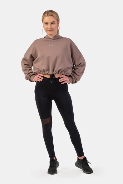 Худые NEBBIA Loose Fit Crop Hoodie Iconic 421 Brown, XS/S, Brown