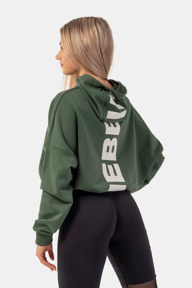 Худі NEBBIA Loose Fit Crop Hoodie Iconic 421 Dark Green, XS/S, Dark Green