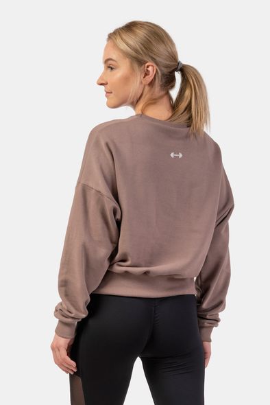 Свитшот NEBBIA Loose Fit Sweatshirt Feeling Good 420 Brown, XS/S, Brown