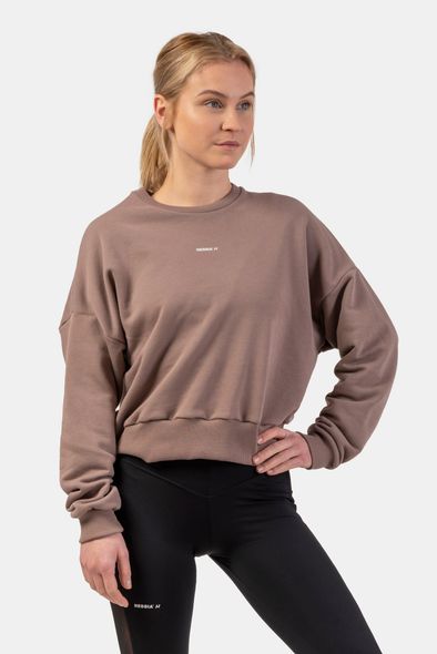 Свитшот NEBBIA Loose Fit Sweatshirt Feeling Good 420 Brown, XS/S, Brown