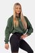 Худые NEBBIA Loose Fit Crop Hoodie Iconic 421 Dark Green, XS/S, Dark Green