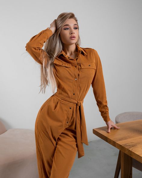 Комбінезон BONA FIDE Safari Jumpsuit Caramel Velvet, S, Caramel Velvet