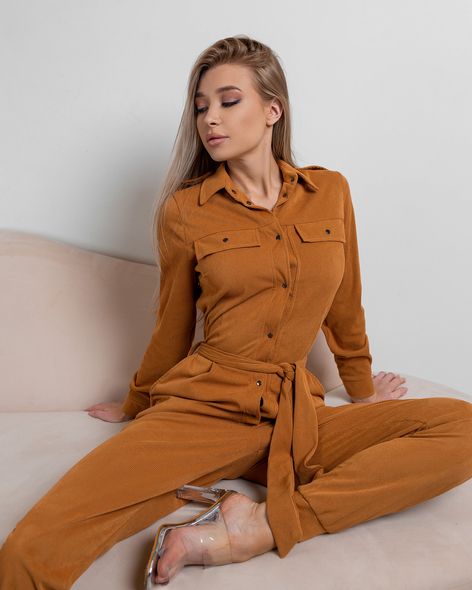 Комбінезон BONA FIDE Safari Jumpsuit Caramel Velvet, S, Caramel Velvet