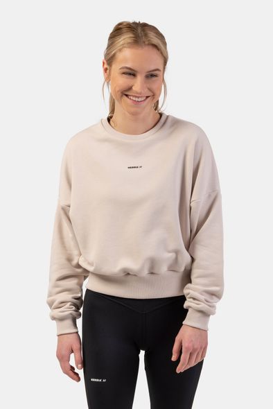 Світшот NEBBIA Loose Fit Sweatshirt Feeling Good 420 Cream, XS/S, Cream