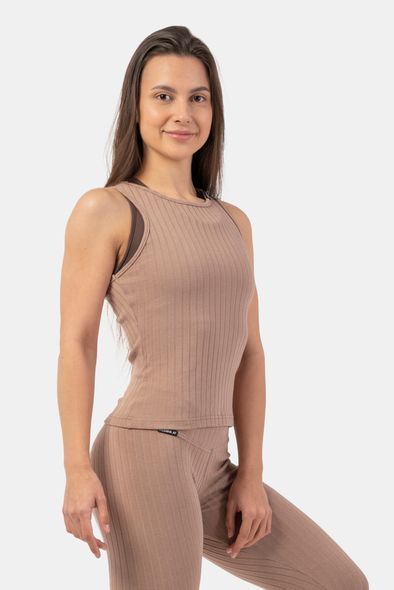 Майка NEBBIA Organic Cotton Ribbed Tank Top Brown 414 Brown, XS, Brown