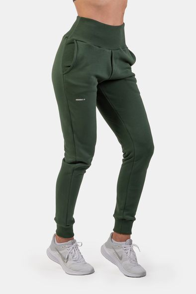 Брюки NEBBIA High-Waist Loose Fit Sweatpants Feeling Good 409 Dark Green, XS, Dark Green