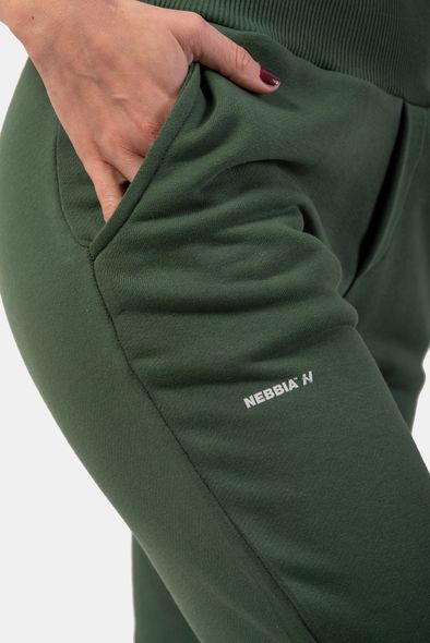 Брюки NEBBIA High-Waist Loose Fit Sweatpants Feeling Good 409 Dark Green, XS, Dark Green