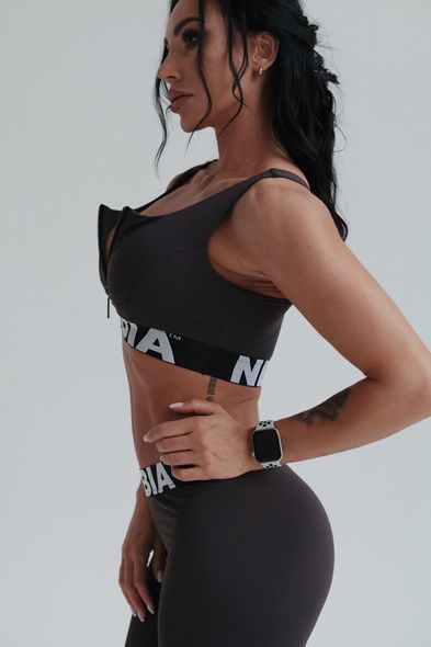 Топ NEBBIA Smart Zip Front Sports Bra 578 Marron, XS, Marron