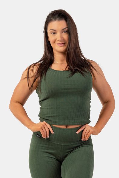 Майка NEBBIA Organic Cotton Ribbed Tank Top 414 Dark Green, XS, Dark Green