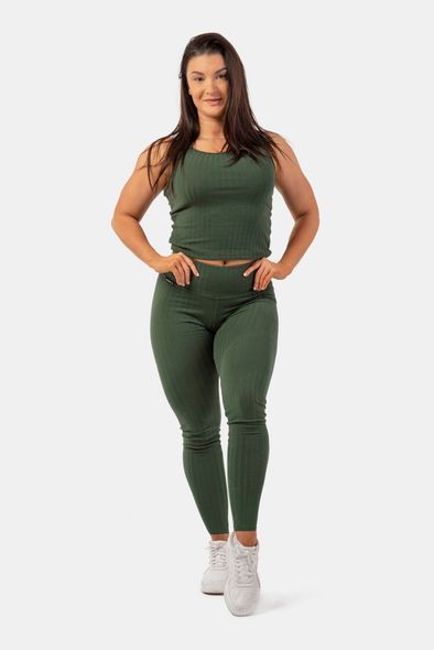 Леггинсы NEBBIA Organic Cotton Ribbed High-Waist Leggings 405 Dark Green, XS, Dark Green