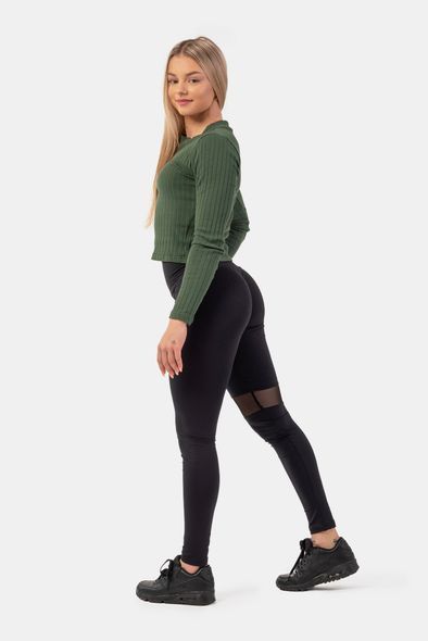 Рашгард NEBBIA Organic Cotton Ribbed Long Sleeve Top 415 Dark Green, XS, Dark Green