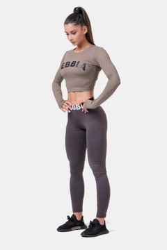 Рашгард NEBBIA Long Sleeve Thumbhole Sporty Crop Top 585 Mocha, XS, Mocha