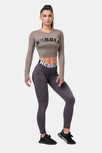 Рашгард NEBBIA Long Sleeve Thumbhole Sporty Crop Top 585 Mocha, XS, Mocha