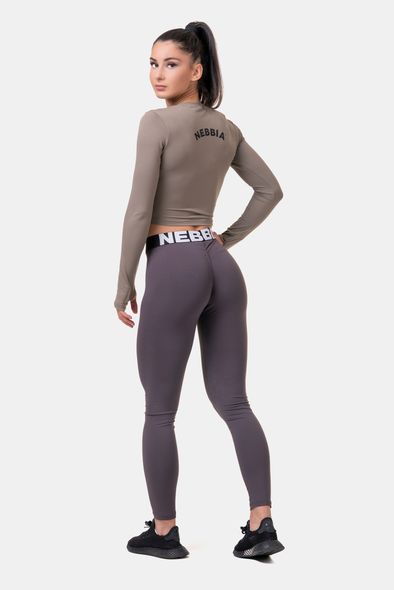 Рашгард NEBBIA Long Sleeve Thumbhole Sporty Crop Top 585 Mocha, XS, Mocha